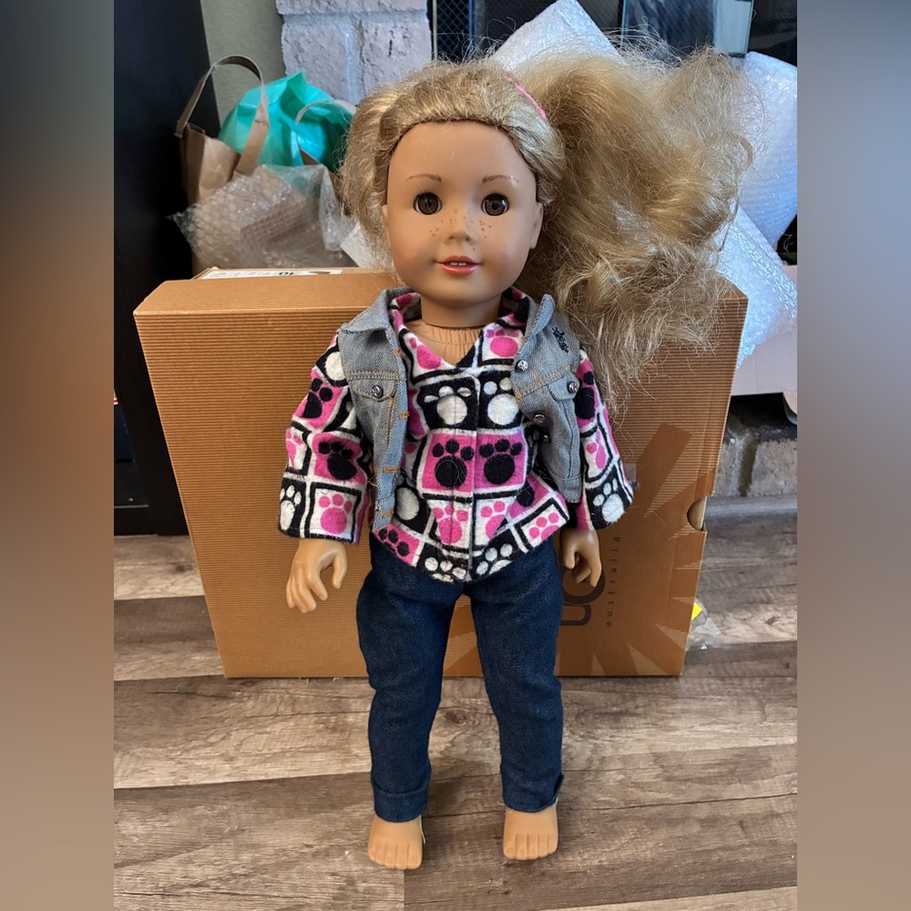 American Girl 18” Tenney Grant Retired Blonde Hair Brown Eyes Freckles Outfit